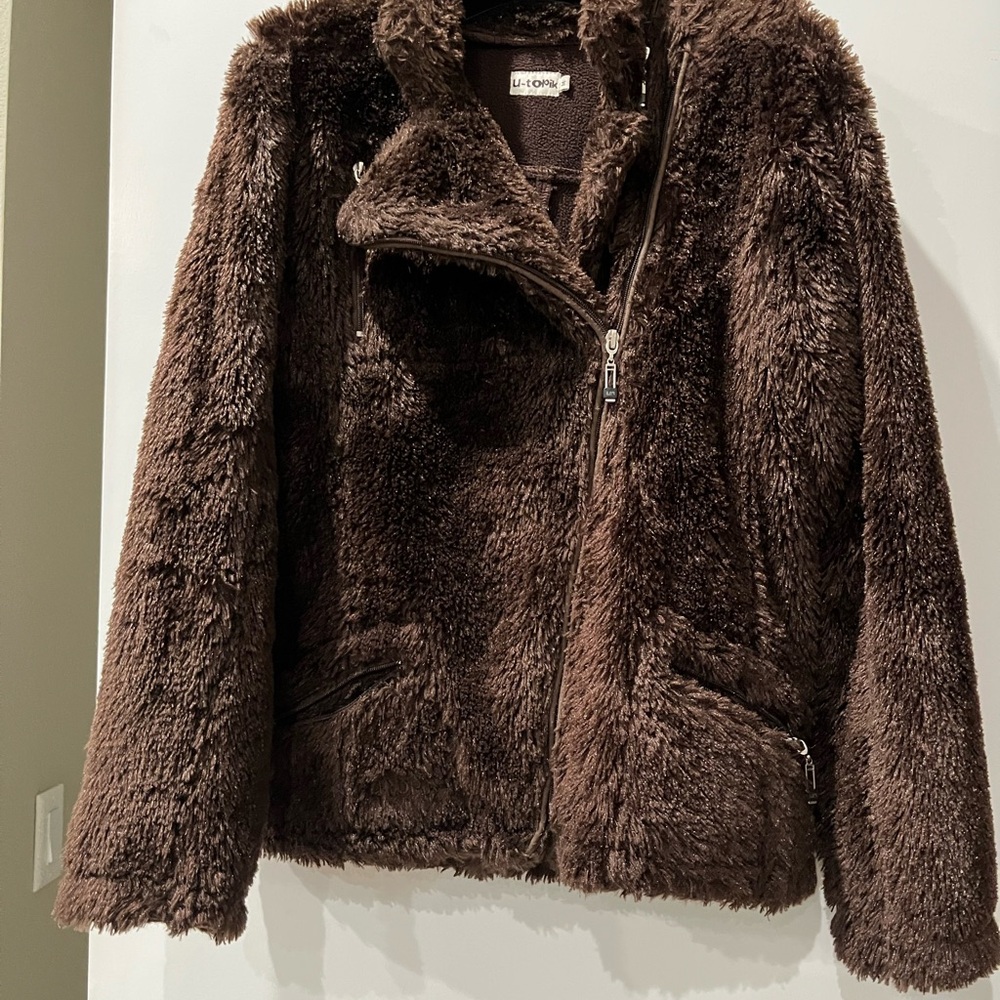 Luxurious Brown Faux Fur bomber Jacket